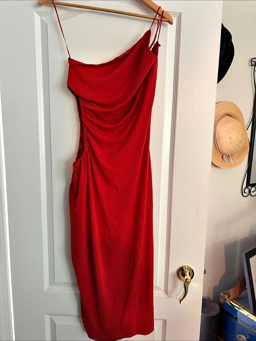 Dynamite Ruched Maxi Dress in Burnt orange Size Medium Like New
